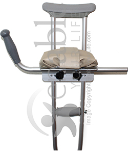 Guardian Padded Crutch Platform Attachment - Mounted on a standard set of crutches