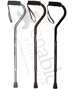 Probasics® Super Lightweight Offset Cane with Strap - all three colors shown