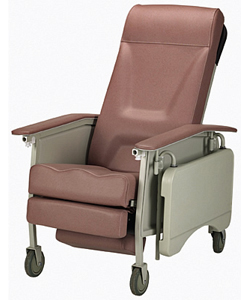 Invacare® 3-Position Deluxe Geriatric Recliner - Angled view shown in rosewood