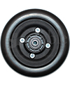6 x 2 in. Wheelchair Caster Wheel with Black Urethane Tire - Front view shown
