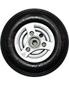 2.50-3 (210-65) Permobil C300, C350 and C500 Replacement Wheelchair Caster Wheel with Black Tire (Compare to Permobil Part 1831186) - Front view shown
