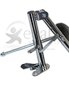 E&J Style Cam Lock Straight Wheelchair Elevating Legrest - Showing the bottom latch design close-up