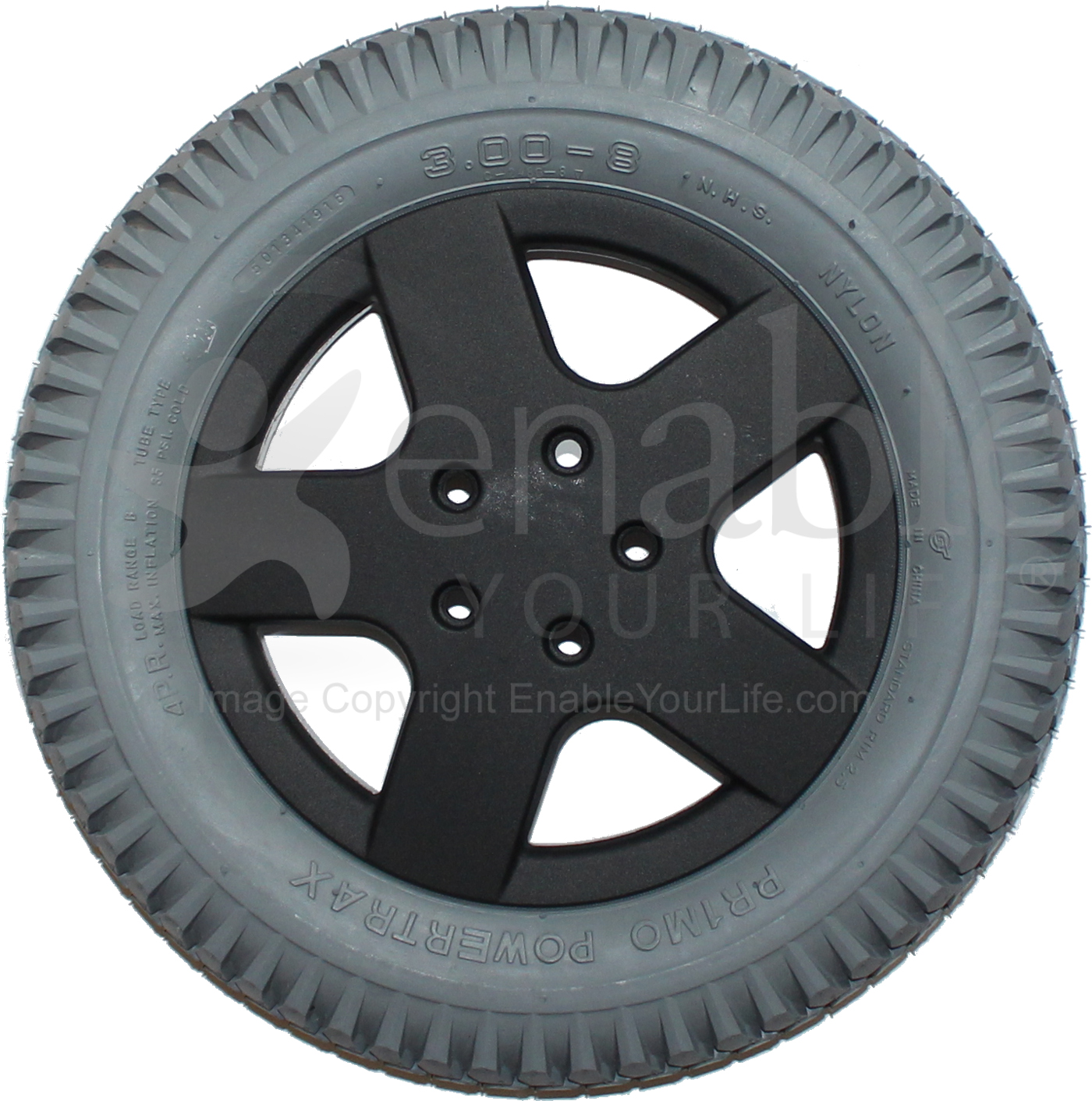 Primo 14x3 (3.00-8) Foam Filled, Black, Power Wheelchair Tire