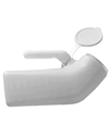 Carex® Male Urinal With Snap-On Lid - Laying on side view