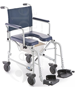 Invacare® Mariner Rehab Shower Transport Chair with Commode - angled view shown