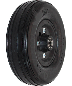 8 x 2.25 in. Invacare Wheelchair Caster Wheel with Solid Black Urethane Tire For The Storm Series 3G - Angled view shown