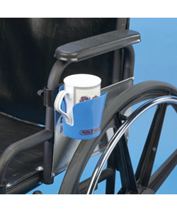 Maddak Wheelchair Cup Holder - shown mounted on wheelchair