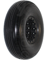 210-65 Multi Rib Urethane Permobil Replacement Wheelchair Tire - Angled view of black color shown