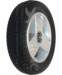 8 x 2 in. Pride Front Wheel Assembly For The Go-Go Elite Traveller Plus 4 Wheel Scooter - Angled view shown