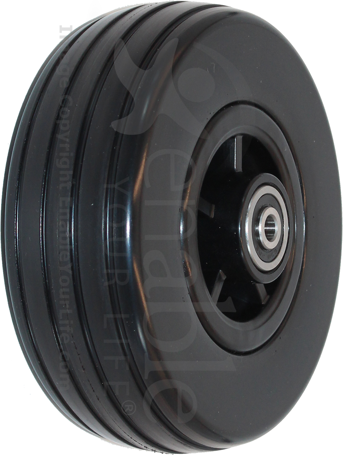 6 x 2 in. Quantum Q6 Edge 2.0 and 2.0 X Replacement Wheelchair Caster Wheel with Black Tire (Compare to Pride Part WHLASMB7110039) - Angled view shown