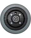 6 x 2 in. 2 Piece Pride Replacement Wheelchair Caster Wheel - Front view of gray tire and black hub