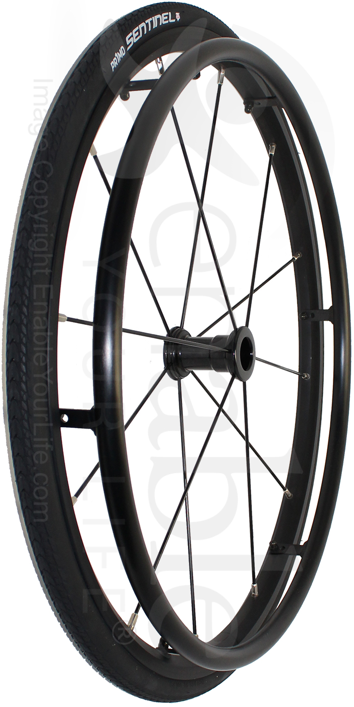 24 in. (540) Primo Sentinel 12 Spoke Wheelchair Wheel and Tire - Angled view shown