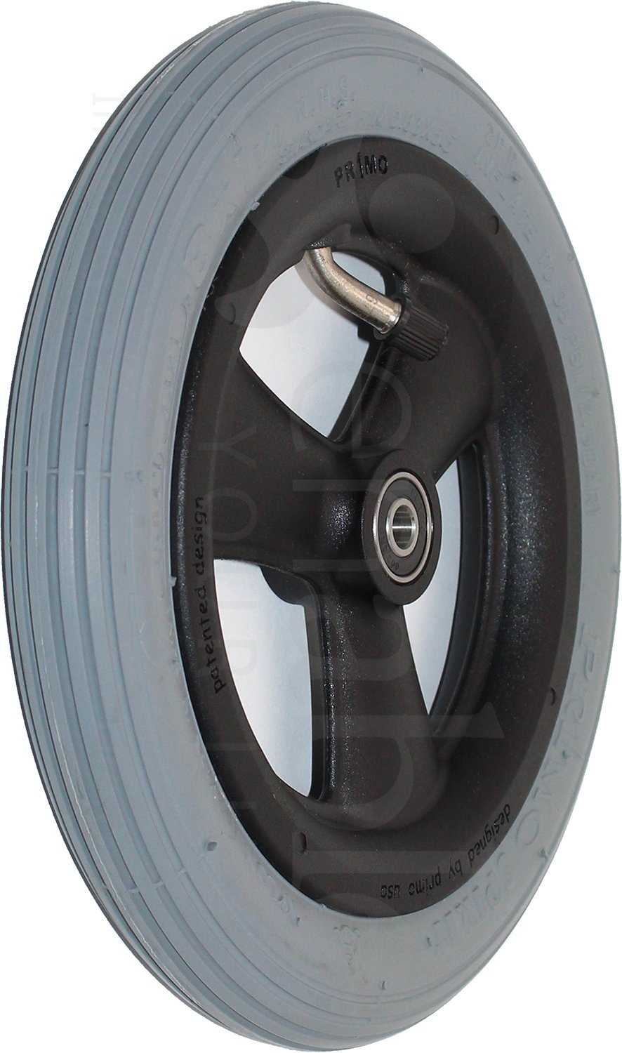 8 x 1 1/4 in. Primo Hollow Spoke Pneumatic Wheelchair Caster Wheel - Angled view shown