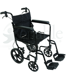 ProBasics Deluxe Aluminum Transport Wheelchair with 12" Rear Wheels - Angled view shown