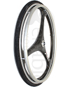 25 in. (559) 3 Spoke X-Core® Wheelchair Wheels - Angled view shown with unfinished spokes and silver aluminum hand rim